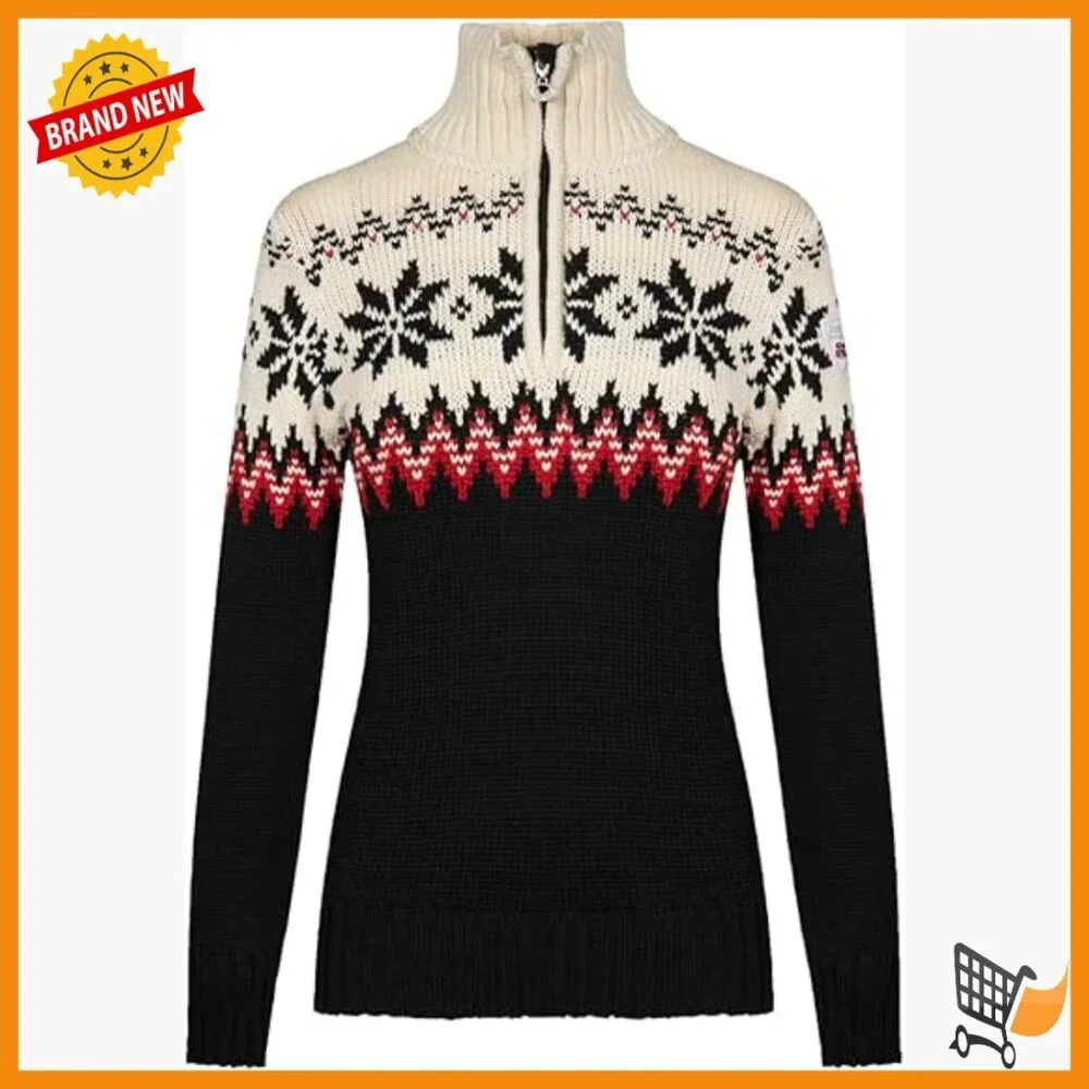 Merino Wool Pullover Sweater Long Sleeve Turtleneck Chunky Knit Nordic